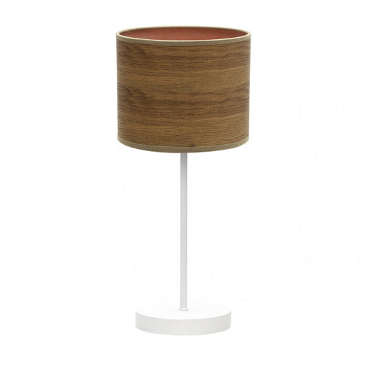 Sobremesa Jerte 1xe14  Blanco/madera Oscura 42x17x17 Cm