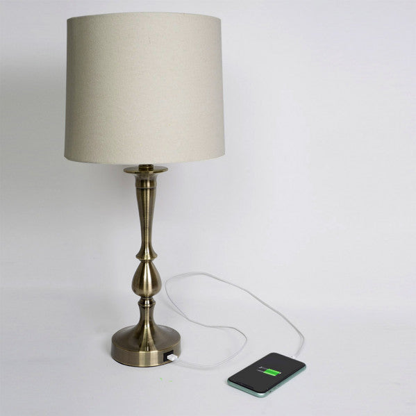 Sobremesa Khalifa 1xe27 Cuero 60´5x28x28 Cm Puerto Usb