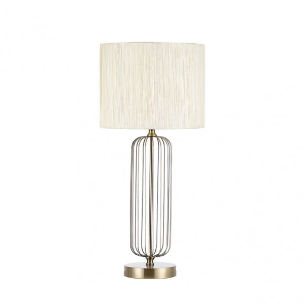 Sobremesa Mansonia 1xe27 Cuero C/pant Beis  66x30x30 Cm