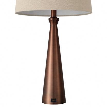 Sobremesa Pearl 1xe27 Marron 61x33x33 Cm Puerto Usb
