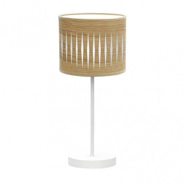 Sobremesa Piron 1xe14 Blanco/madera Clara 42x17x17 Cm