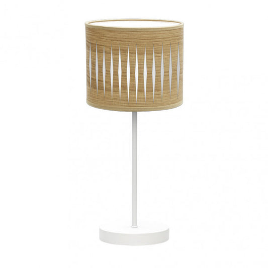 Sobremesa Piron 1xe14 Blanco/madera Clara 42x17x17 Cm