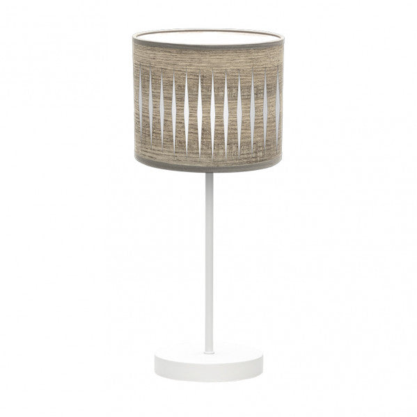 Sobremesa Piron 1xe14 Blanco/madera Gris 42x17x17 Cm