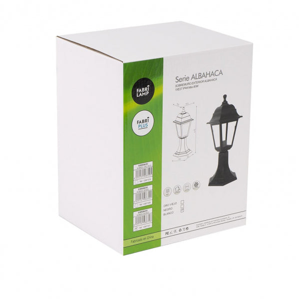 Sobremuro Exterior Albahaca 1xe27 Blanco Ip44 Policarbonato 41,5x16,5d