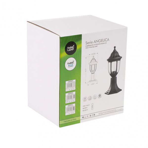 Sobremuro Exterior Angelica 1xe27 Negro Ip44 Policarbonato  42,7x16,6d