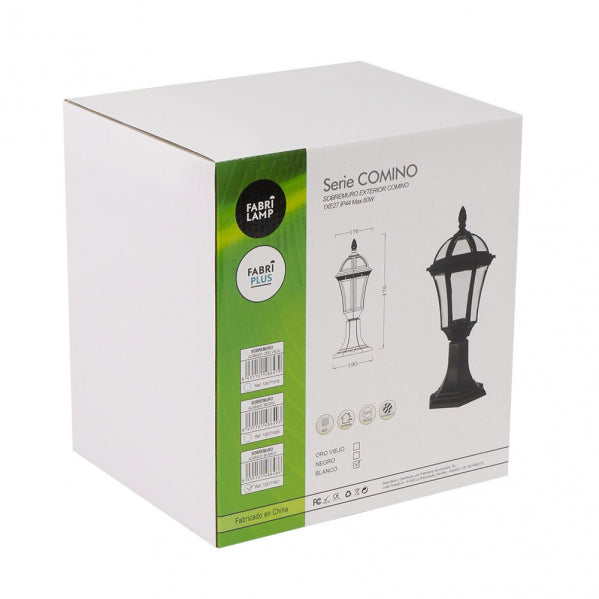 Sobremuro Exterior Comino 1xe27 Negro Ip44 Policarbonato 47,6x17,6x17,6 Cm