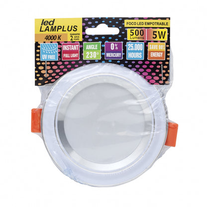 Spotlight Recessed downlight Silver 5w 4000k 10d Cut-out 6cm
