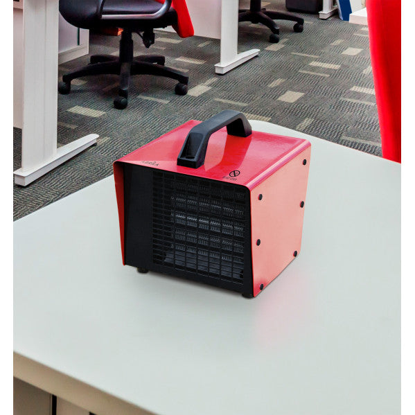 Termovntilador Ceramico PTC Industrial Chopo 3000w Rojo 3potencias Termost.Reg.seg.asa 26x23,5x23,5 Cm