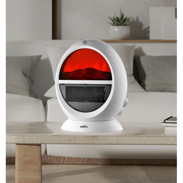 Termoventilador Mongol 2000w Blanco 2potencias Efecto Fuego Termost.reg.oscilante.antivuelco.36x29,8x18,2cm