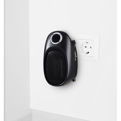 Mini Termoventilador Ceramico Malasia 500w Negro Temperatura Reg,temporizador  Seguridad Display 16x9x12cm