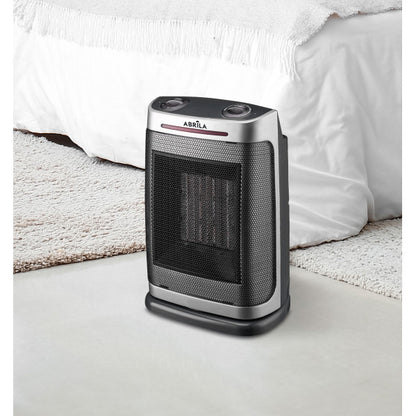 Termoventilador Ceramico PTC Fogon 1500w Plata 2potencias 3funciones Termost. Regu. Seguridad, Antivuelco 29x19x14,5cm