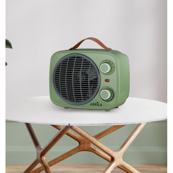 Termoventilador Hoguera 2000w Verde/gris 2potencias 3funciones Termostato Reg.seguro,asa 25,5x25,5x13cm