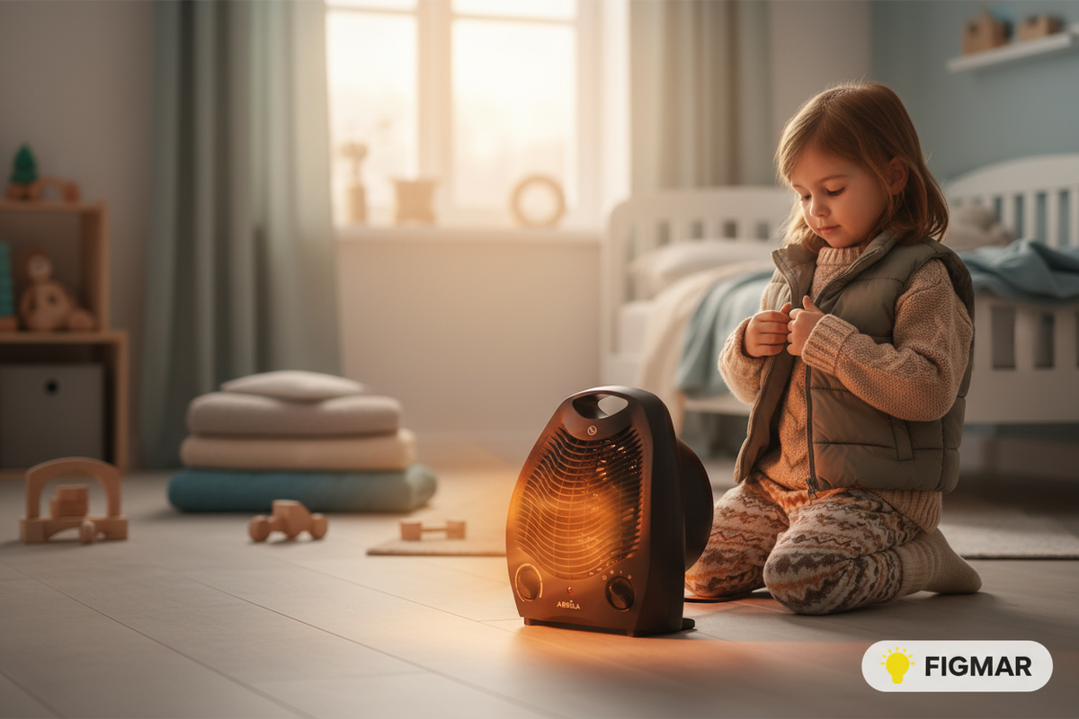 Termoventilador negro niños con logo FIGMAR