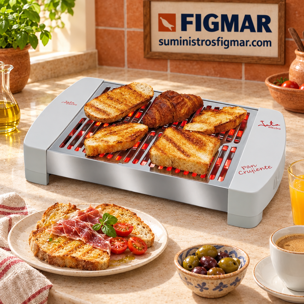Tostador Jata TT589 en cocina terracota con Figmar al fondo