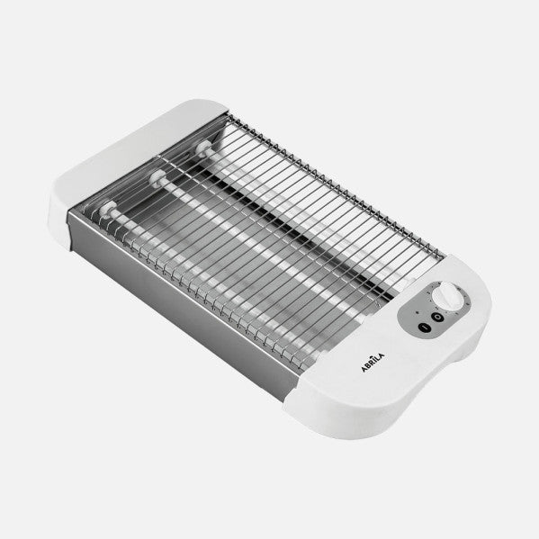 Tostador Horizontal Cueto 900w Blanca 3tubos Quarzo Temp. Bandeja Recogemigas,acero.inoxid.6,5x35,5x21cm