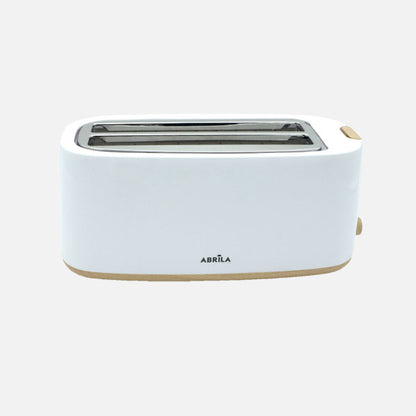 Tostador Pan Eume 1400w Blanco/haya 7niveles Tostado,descongelacion,  Apag.automatico,2ranuras,recogemigas 17x38x14,5cm