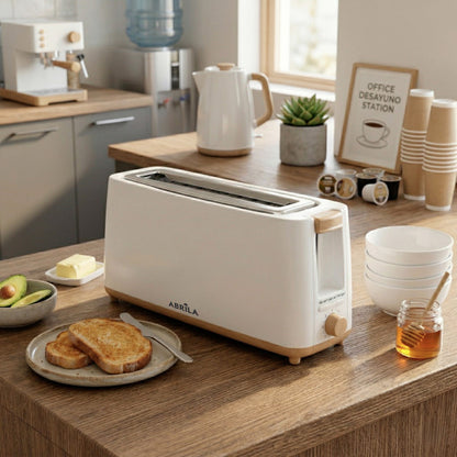 Tostador Pan Yeltes 900w Blanco/haya 7niv.tostado,descongelacion,apagado Autom.1ranura.recogemigas.17x38x11,5cm