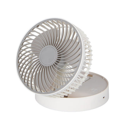 Ventilador Inalambrico Dc Portatil Jerico Blanco/gris 5w 3vel Recargable, Alim.usb, Orientable 3aspas Regx17x17cm