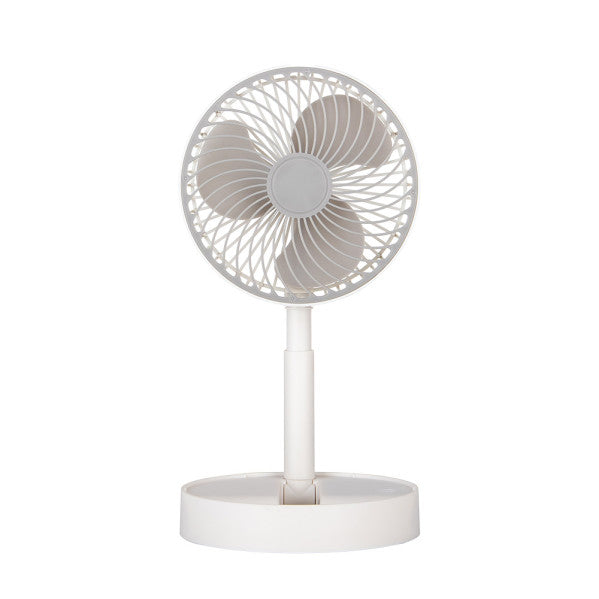 Ventilador Inalambrico Dc Portatil Jerico Blanco/gris 5w 3vel Recargable, Alim.usb, Orientable 3aspas Regx17x17cm
