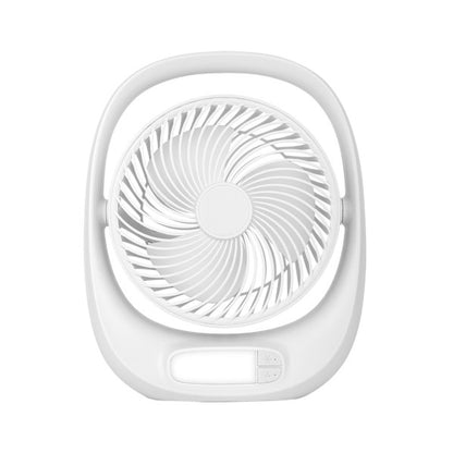 Ventilador Inalambrico Sobremesa Aguila Blanco 5w 3vel Recargable C/luz, Alim.usb Orientable 180º 3asp 30x25x8 CM