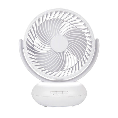 Ventilador Inalambrico Sobremesa Bengali Blanco 5w 3vel Recargable C/luz, Aliment.USB, Fijo Y Rotatorio 3Aspas 27x23x16cm