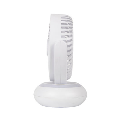 Ventilador Inalambrico Sobremesa Bengali Blanco 5w 3vel Recargable C/luz, Aliment.USB, Fijo Y Rotatorio 3Aspas 27x23x16cm