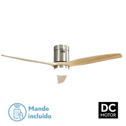 Ventilador 20w Dc Aguilon Niquel 3 Aspas Haya 6 Velocidades C/remoto,  Temporizador 30,5x132x132 Cm