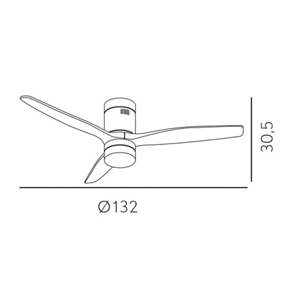 Ventilador 20w Dc Aguilon Niquel 3 Aspas Haya 6 Velocidades C/remoto,  Temporizador 30,5x132x132 Cm