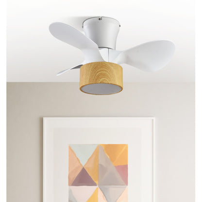 Ventilador DC 24w Kos Blanco/haya 3 Aspas 60d 6 Vel. 2390lm 3000-4500-6000k c/remoto, Memoria Y Temporizador