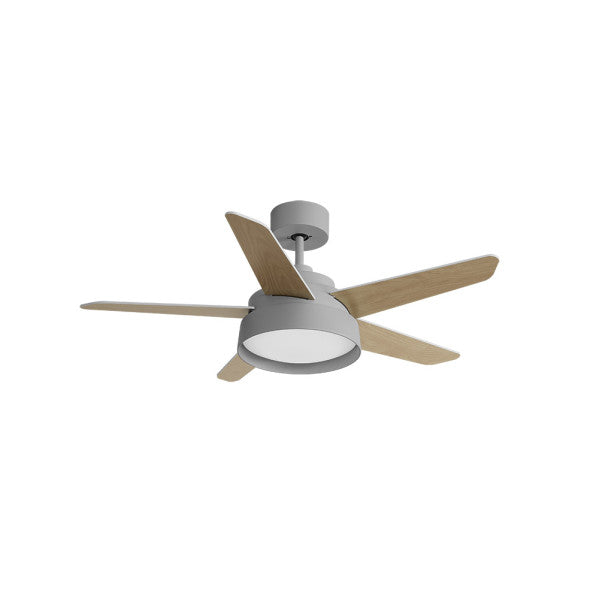 Ventilador 25w Dc Gris Lebeche 5 Aspas Rev.  Blanca/haya 6 Vel. 3000-4000-6000k 132d Remoto,memoria Y Temporizador