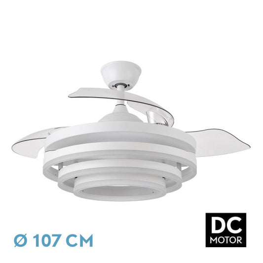 Ventilador 72w Dc Kai Blanco 3 Aspas Transp. 6 Vel. 3 Colores  43/58x50/107 C/remoto,reg.intensidad,memoria Y temp. 6120lm
