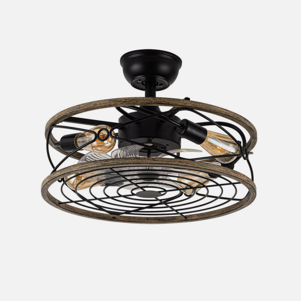 Ventilador DC 4xe27 Arcadia Negro 8 Aspas Transparentes 31/40x50x50cm 6 Velocidades C/remoto Y Temporizador