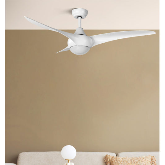 Ventilador Dc Canea 24w Blanco 3 Aspas 6 Velocidades 134d  3000-4500-6000k C/remoto, Memoria Y Temporizador 2424lm
