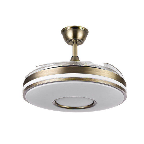 Ventilador Dani 59w 6980lm Cuero 4 Aspas Desplegables 106d 3000-4200-6500k Remoto, Reg.Intensidad, Memor. Y Tempor. 24