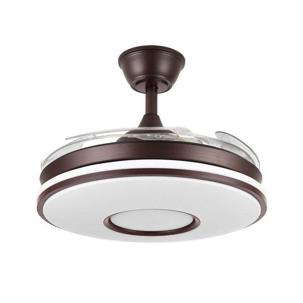 Ventilador Dc Dani 59w 6980lm Marron 4 Aspas desp.106d 3000-4200-6500k Remoto, Reg.intensidad, Memoria Y Temporizador