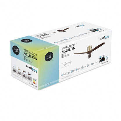 Ventilador Dc Aguilon Cuero 3 Aspas Roble 6 Velocidades Sin Luz Remoto Y Temporiz.132d