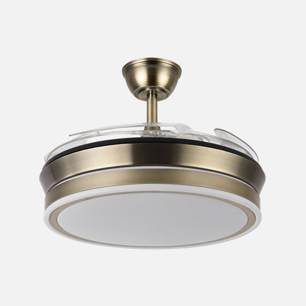 Ventilador Dc Bayomo Cuero 59w 6980lm 91d 4asp.desplegables 3000-4000-6000k Remoto, Regulable Intensidad, Temporizador, Memoria