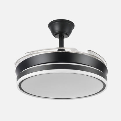 Ventilador Dc Bayomo Negro 59w 6980lm 91d 4asp.desplegables 3000-4000-6000k Remoto, Regulable Intensidad, Temporizador, Memoria