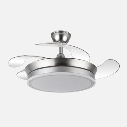 Ventilador Dc Bayomo Niquel 59w 6980lm 91d 4asp.desplegables 3000-4000-6000k Remoto, Regulable Intensidad, Temporizador, Memoria