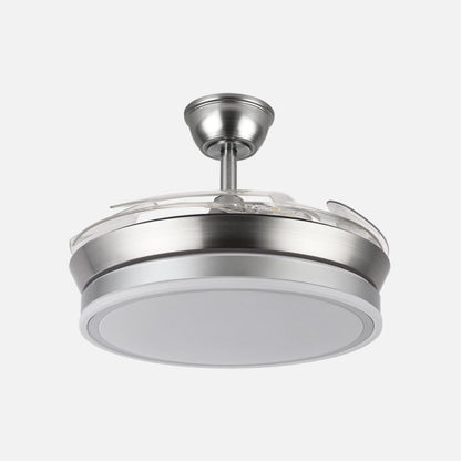 Ventilador Dc Bayomo Niquel 59w 6980lm 91d 4asp.desplegables 3000-4000-6000k Remoto, Regulable Intensidad, Temporizador, Memoria