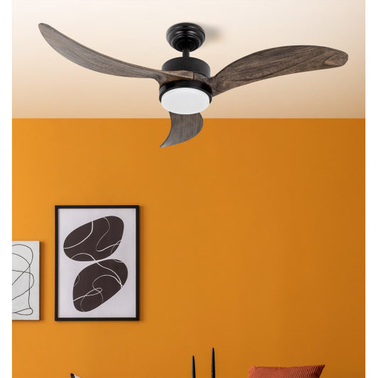 Ventilador Dc Bembezar 24w Negro 3aspas Roble 107d 2424 Lm 3000-4000-6500k Remoto+regulador Intensidad+temporizador+memoria