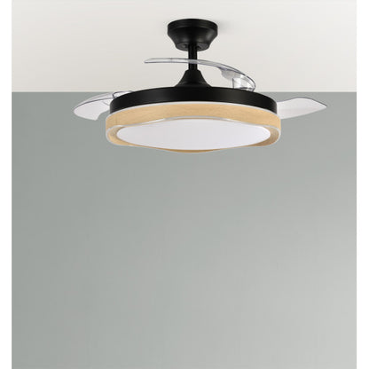 Ventilador Dc Blondi Negro/madera 72w 3aspas107d 7200lm 6vel 3000k,4500k,6000k Remoto+temporizador+memoria