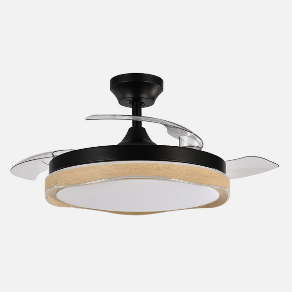 Ventilador Dc Blondi Negro/madera 72w 3aspas107d 7200lm 6vel 3000k,4500k,6000k Remoto+temporizador+memoria