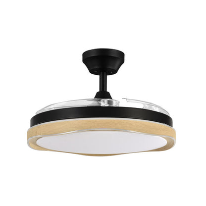 Ventilador Dc Blondi Negro/madera 72w 3aspas107d 7200lm 6vel 3000k,4500k,6000k Remoto+temporizador+memoria