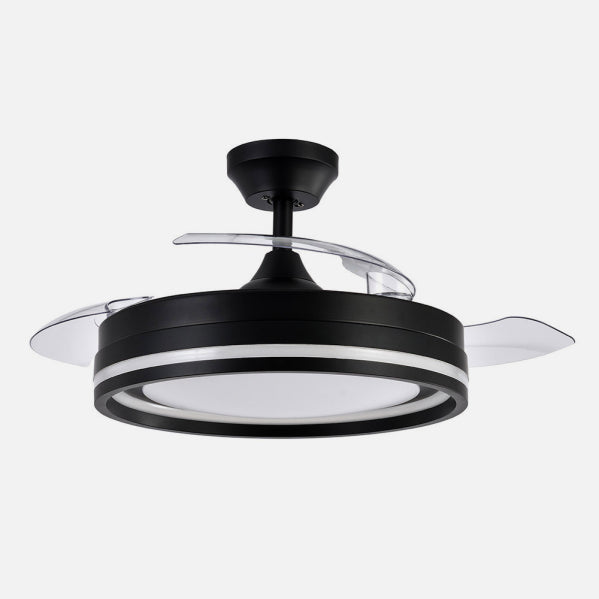 Ventilador Dc Cerrato Negro 72w 3aspas Desplegables 107d 7200lm 6vel 3000k,4000k,6000k, Remoto+temporizador+memoria