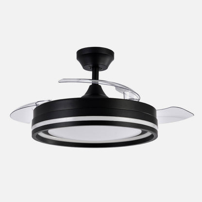Ventilador Dc Cerrato Negro 72w 3aspas Desplegables 107d 7200lm 6vel 3000k,4000k,6000k, Remoto+temporizador+memoria