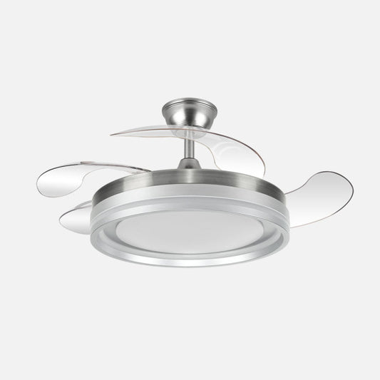 Ventilador Dc Cerrato Niquel 59w 4aspas Desplegables 107d 6980lm 6vel 3000k,4000k,6000k, Remoto+reg.intens.+temporizador+memoria