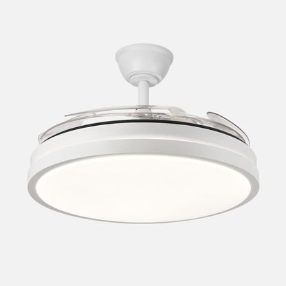 Ventilador Dc Escorpion 59w Blanco 4aspas desplegables 107d Reg.intensidad 6980lm 3000-4000-6000k Remoto+ Temporizador+ Memoria