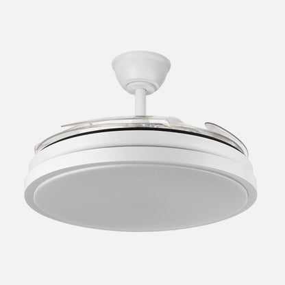 Ventilador Dc Escorpion 59w Blanco 4aspas desplegables 107d Reg.intensidad 6980lm 3000-4000-6000k Remoto+ Temporizador+ Memoria