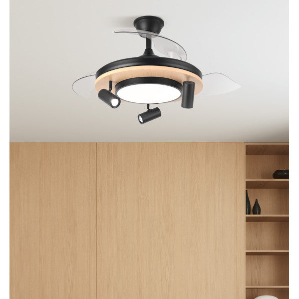 Ventilador Dc Gladiator 37+15w Negro/madera 3asp.107d 3980lm 3000-4500-6500k 2encendidos Indep.Remoto+memoria+temporiz.
